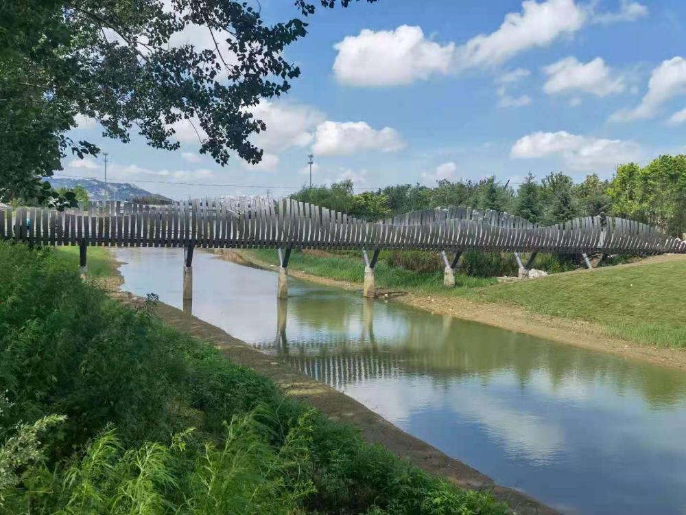 煙臺橋梁景觀工程八角河公園破繭橋施工中，敬請期待！—煙臺旭升鋼構(gòu)